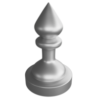 Metallic silver bishop chess piece clipart cartoon design icon isolated on transparent background, 3D render chess concept png