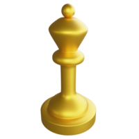 Metallic gold queen chess piece clipart cartoon design icon isolated on transparent background, 3D render chess concept png