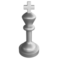 Metallic silver king chess piece clipart cartoon design icon isolated on transparent background, 3D render chess concept png