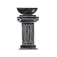 Ancient Greek column with a bowl. Element of Ancient Greece. Hand painted watercolor illustration. Isolate. For the design of banners, packaging and labels. For postcards, prints and textiles png