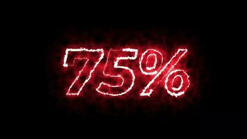 75 Percent text fire animation video