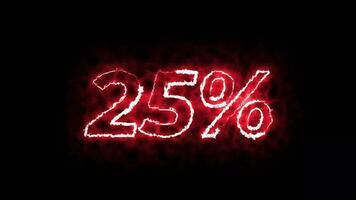 25 Percent text fire animatio video