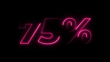 75 percent text neon animation video