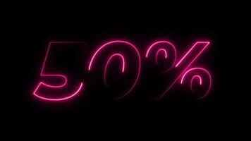 50 procent text neon animering video