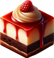 ai generado delicioso Brownies con caramelo vidriar y dulce chocolate pastel acuarela ilustración sublimación transparente antecedentes. generativo ai gratis png