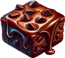 ai gegenereerd heerlijk brownies met karamel glazuur en zoet chocola taart waterverf illustratie sublimatie transparant achtergrond. generatief ai vrij PNG