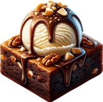 ai generato delizioso brownies con caramello Smalto e dolce cioccolato torta acquerello illustrazione sublimazione trasparente sfondo. generativo ai gratuito png