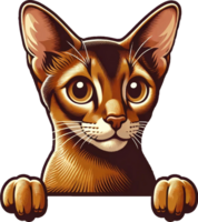 AI generated Abyssinian Cat Peeking Watercolor clipart illustration, AI Generated png