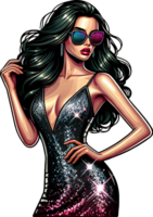 AI generated A modern pop girl in sunglasses looks seductive png