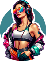 AI generated A modern pop girl in sunglasses looks seductive png