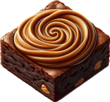 ai gegenereerd heerlijk brownies met karamel glazuur en zoet chocola taart waterverf illustratie sublimatie transparant achtergrond. generatief ai vrij PNG