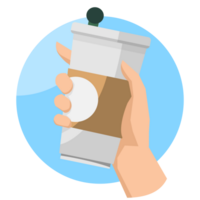 Coffee cup delivery hand icon. lunch linear style sign for mobile concept and web design. Take coffee simple line. illustration graphics. png