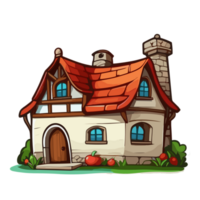 AI generated Traditional village house. village house illustration in PNG. Traditional house roof. farmhouse illustration. png