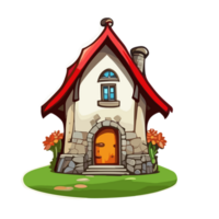 AI generated Traditional village house. village house illustration in PNG. Traditional house roof. farmhouse illustration. png