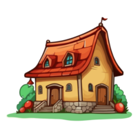 AI generated Traditional village house. village house illustration in PNG. Traditional house roof. farmhouse illustration. png