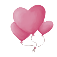 Three Floating Heart Balloons. Romantic Illustration. Perfect for valentine or wedding. png