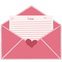 rose enveloppe avec une cœur et une lettre png