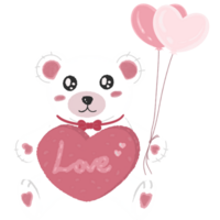 teddy bear with heart and balloons png