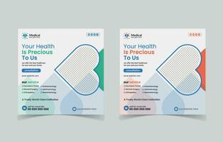 Medical health social media post banner design vector