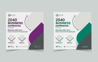 Business conference social media banner design vector