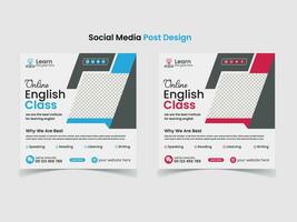 Online learning englsih color full banner design vector