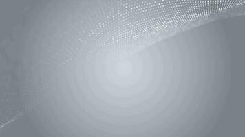 Abstract clean white and gray digital dynamic particle waves with light motion lights background, data flow, cyber technology. 3D rendering. Seamless loop 4k video. Screensaver video animation