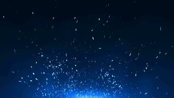 Flying abstract blue particles with light background. magic dust and glowing sparks. Seamless loop 4k video. video