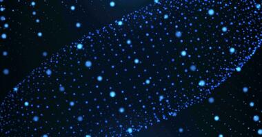 Abstract background of bright blue luminous surface made of particles. 4K animation, seamless loop video