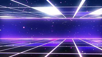 Retro style 80s Sci-Fi Background Futuristic with laser grid landscape. Digital cyber surface style of the 1980s. video