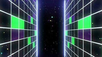 Retro style 80s Sci-Fi Background Futuristic with laser grid landscape. Digital cyber surface style of the 1980s. video