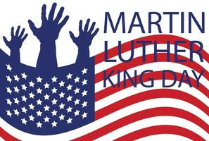 martín lutero Rey jr. día saludo tarjeta diseño. mlk día letras inspirador cita, nosotros bandera antecedentes vector