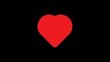 4k roterande animering kärlek form ikon med röd Färg och svart bakgrund video