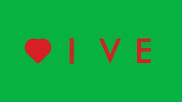 4k Minimalist animation of love text in the shape of love with red color on a green background video