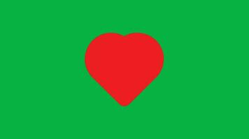 4k rotating animated love shape icon with red color and green background video