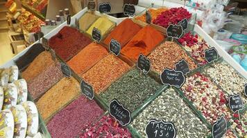 various spices in store in istanbul . video