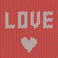 Knitted Love Heart. Knitted heart symbol. Vector knitting pattern. Flat knitted heart