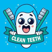 Tooth with Brush vector