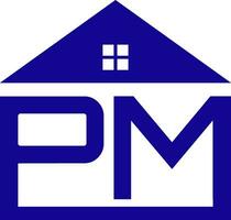 pm inicial letra casa propiedad logo diseño vector