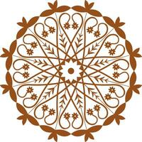 Chocolate color floral round mandala design. vector