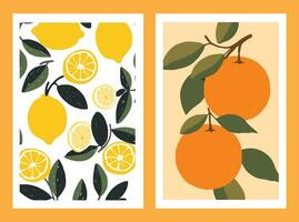 Citrus seamless pattern with lemons and oranges. Vector illustration