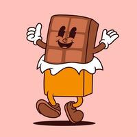 cute chocolate character, chocolate vector, cute retro character vector