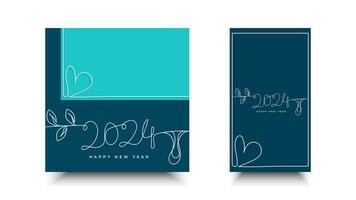 Happy New Year 2024 continuous line. Design template for greeting, advertisement, background, banner, poster vector