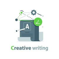 creativo escritura, resumen lectura, breve informe, asignación concepto, contrato condiciones y condiciones, educación prueba, examen preparación vector