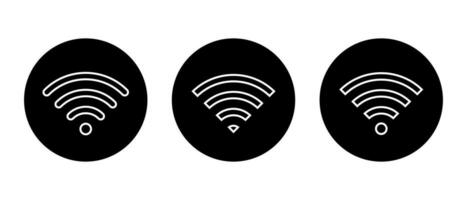 Wifi line icon vector on black circle. Wireless network symbol