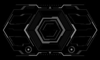 HUD sci-fi hexagon interface screen view white hexagon geometric design virtual reality futuristic technology creative display on black vector