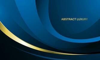 Abstract blue gold curve luxury design modern background vector