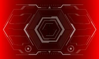 HUD sci-fi hexagon interface screen view hexagon geometric design virtual reality futuristic technology creative display on red vector
