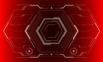 HUD sci-fi hexagon interface screen view hexagon geometric design virtual reality futuristic technology creative display on red vector