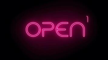 Neon Open Sign On Alpha Channel video