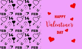 Valentines day background with heart pattern and typography of happy valentines day text vector